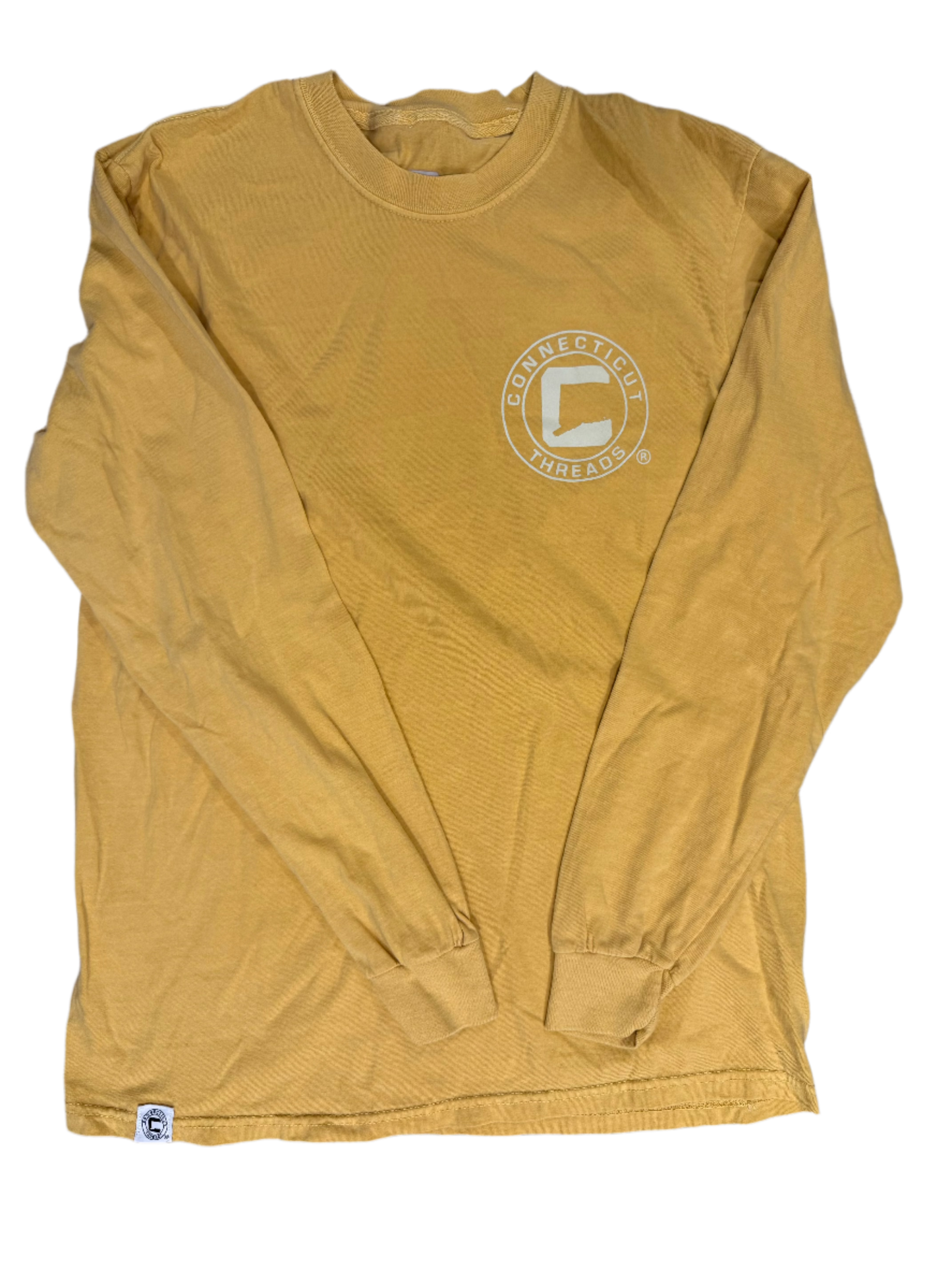 Mustard Garment-Dyed Long Sleeve Logo Tee