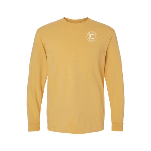 Mustard Garment-Dyed Long Sleeve Logo Tee